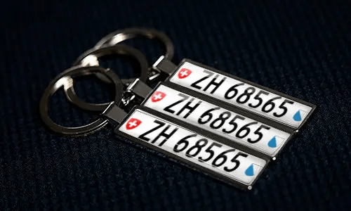 Personalisierte Schlüsselanhänger mit Kennzeichen-Designs und individuellen Nummern