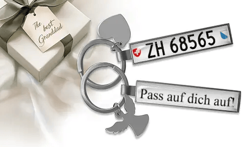 Gepersonaliseerde metalen sleutelhanger als cadeau voor opa
