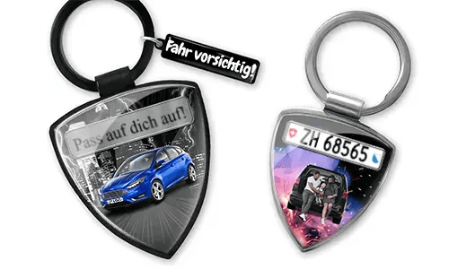 Shield keychain with dad photo