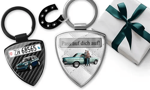 Shield keychain with grandpa photo