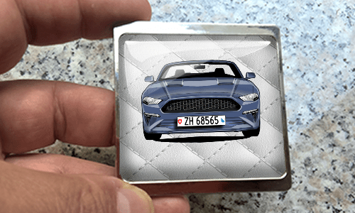 fotomagnet mit blauen Auto in der Hand kühlschrankmagnet foto