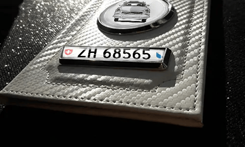 hülle für kfz schein mit Autosilhoette und Kennzeichen liegend etui für fahrzeugschein