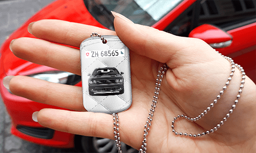 dog tags selbst gestalten mit Weiß Leder Hintergrund dog tag halskette