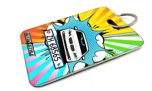 Innenspiegel anhänger mit Autosilhoette und einem Kennzeichen anhänger für innenspiegel