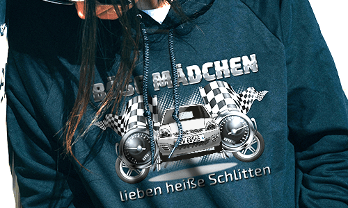 tuning pullover mit rotem Autofoto tuning hoodie