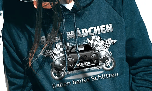 tuning pullover mit rotem Autofoto tuning hoodie