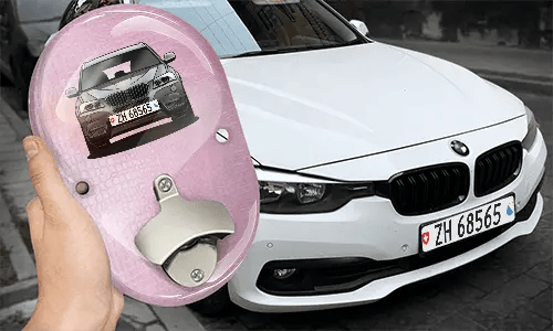 flaschenöffner wand Oval mit dem Auto auf dem Hintergrund wand bieröffner