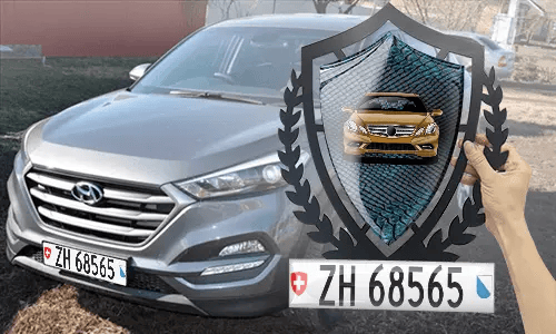 metallschild gestalten schwarz gepulvert mit Blaues Schlangenleder Hintergrund in der Hand accessoire garage