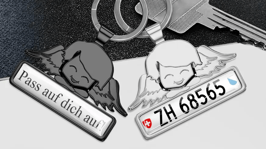 head-keychain-angel-with-license-plate-coated