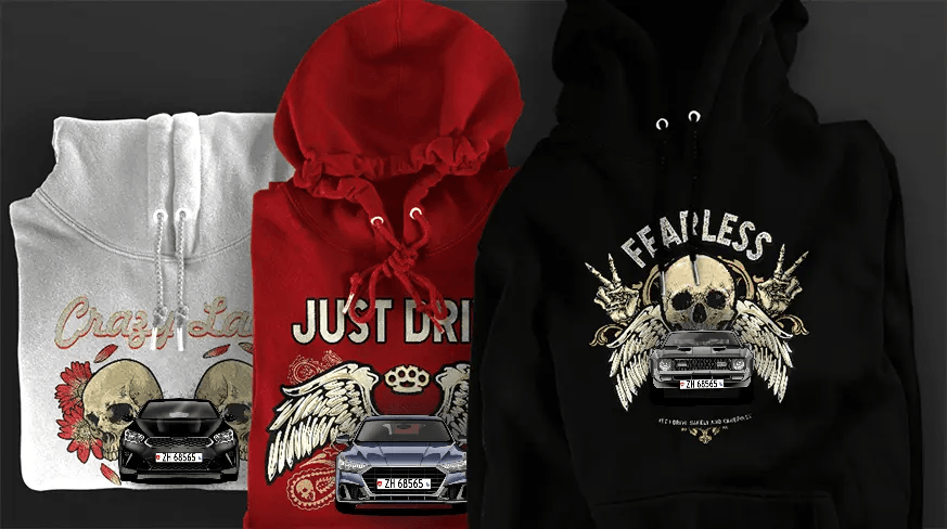 Hoodie Design mit Autosilhouette