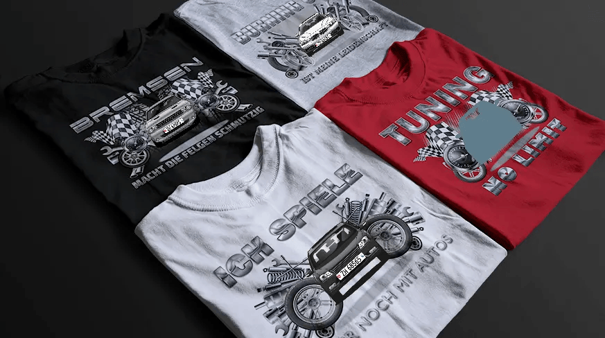 shirt tuning in vier verschiedenen Farben t shirt tuning