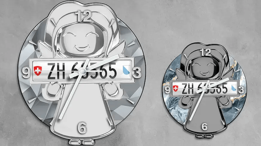 header-angel-wall-clock-license-plate