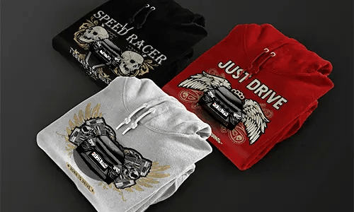 Felpa con cappuccio design auto silhouette
